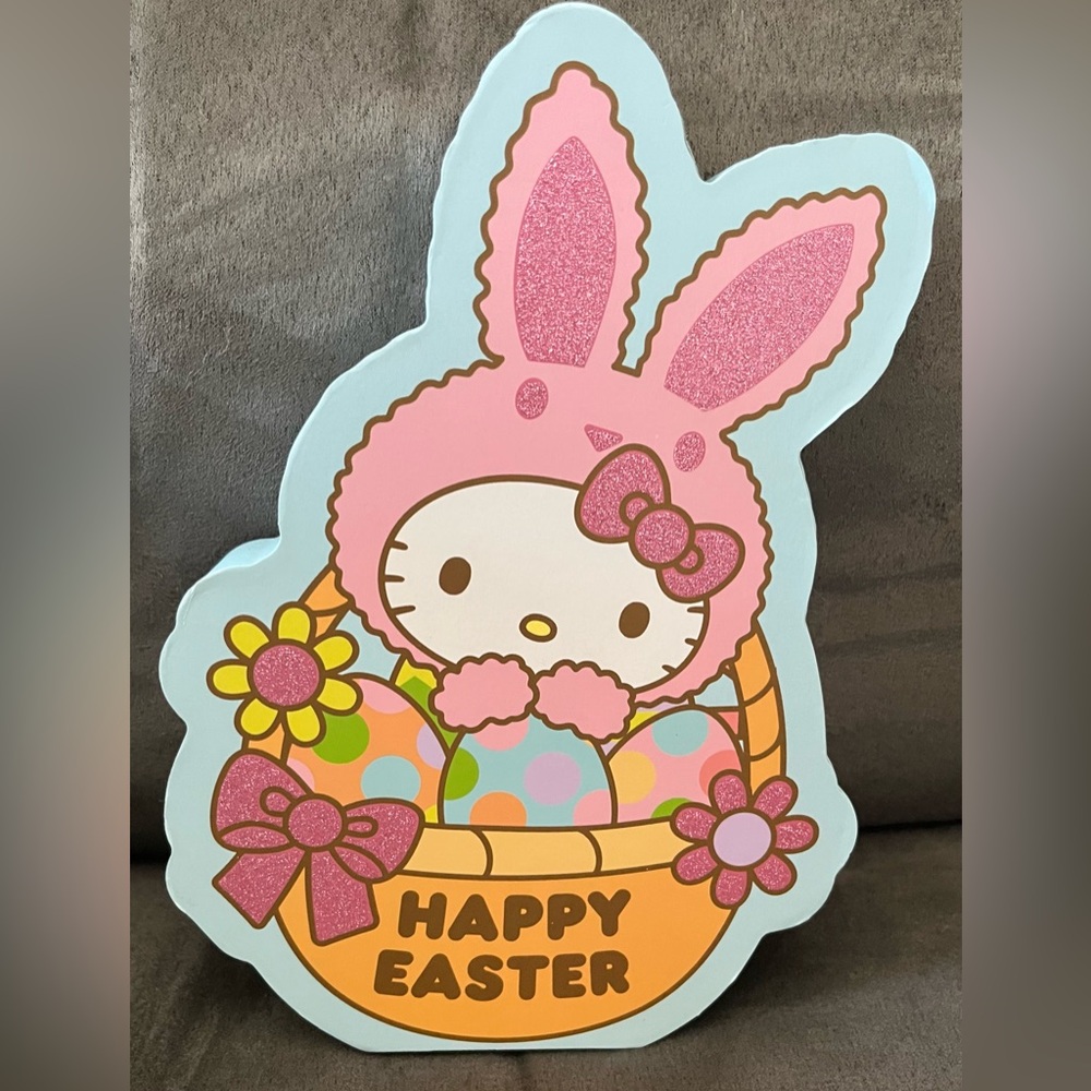 Hello Kitty Wood Hanging/Standup Easter Decor New